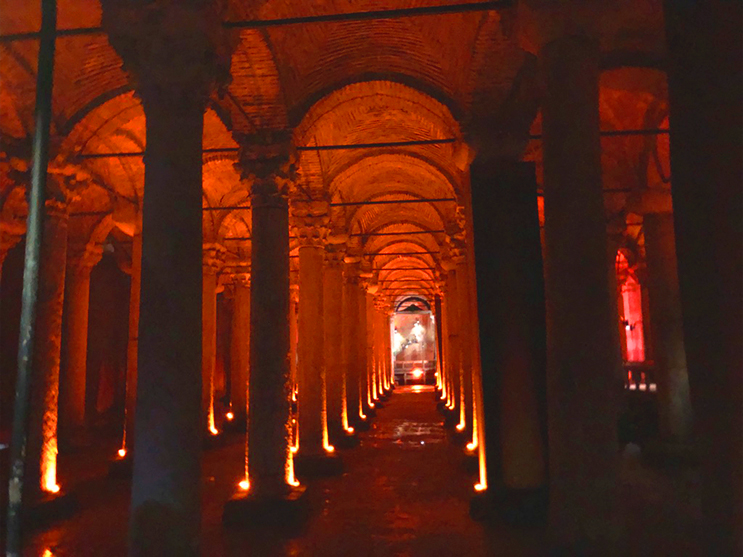 Inside basilica cistern columns
