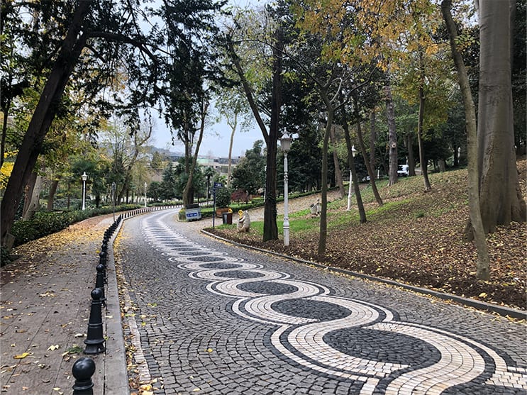 Yildiz Park Beşiktaş during the fall weather with leaving falling down