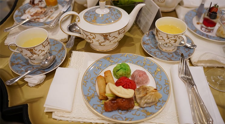 afternoon tea at the Shangri-la Bosphorus Istanbul, teapots and plates